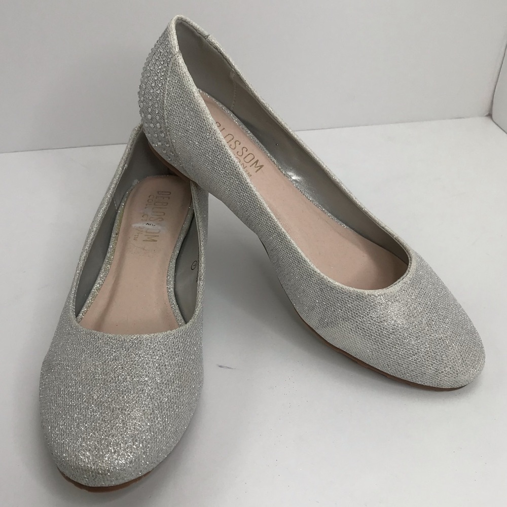 De Blossom Collection Silver Shimmer Ballet Flats